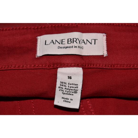 LANE BRYANT $79 Red Distressed Coated Super Stretch Mid-Rise Skinny Jean Size 16 - Picture 3 of 4